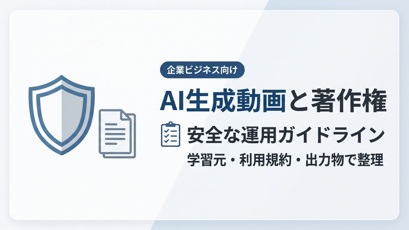 生成AI動画の著作権とビジネス利用｜企業向け安全運用ガイドライン（学習元・利用規約・アウトプット）