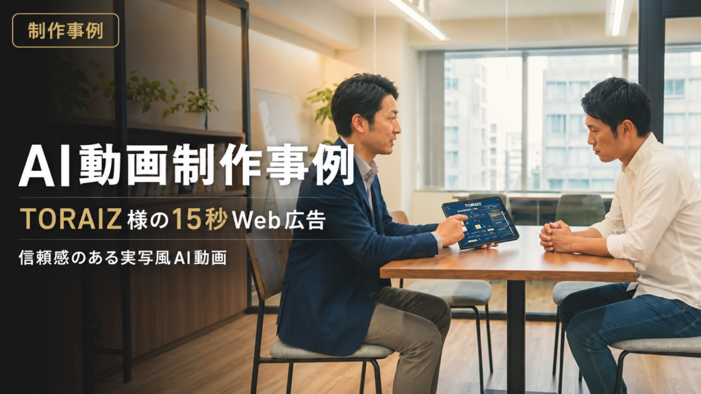AI動画制作会社DOT SCENEがTORAIZ様の15秒Web広告を実写風AI動画で制作した事例