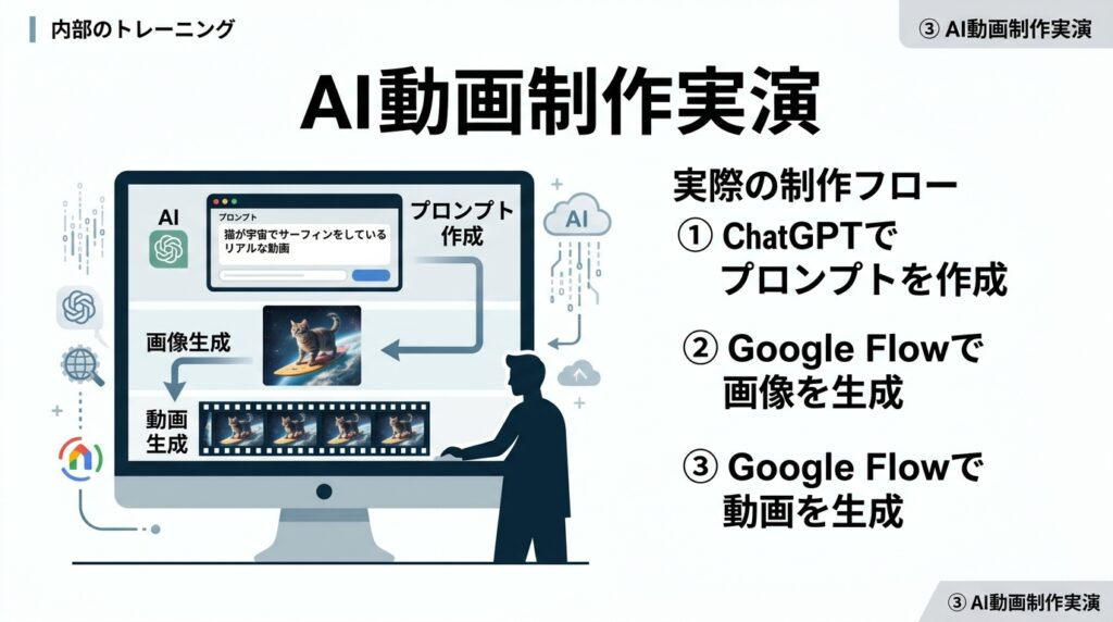 AI動画制作実演 ChatGPTでプロンプトを作りGoogle Flowで画像と動画を生成する流れ