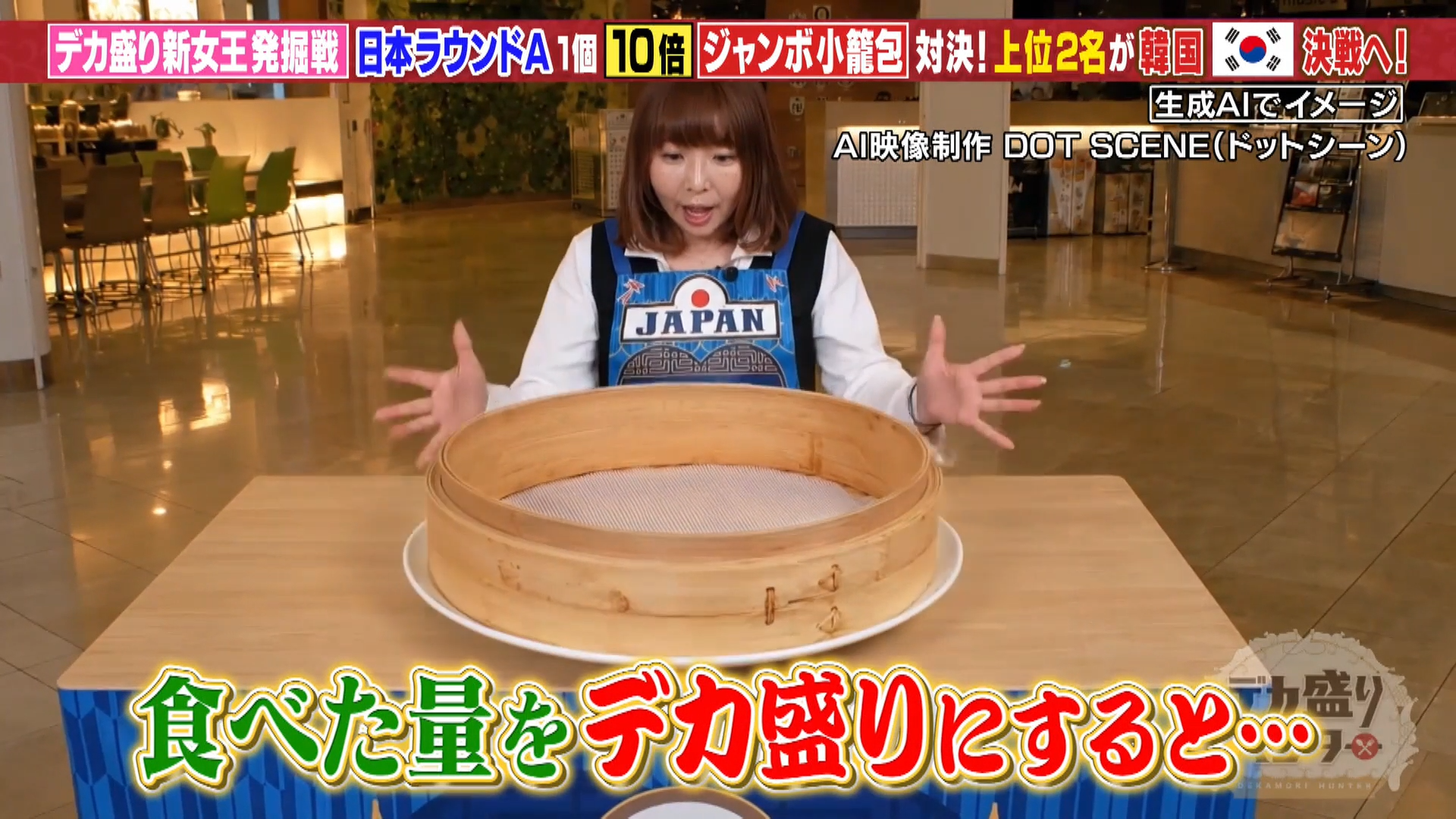 テレビ東京『デカ盛りハンター』巨大小籠包AI動画 カット中盤